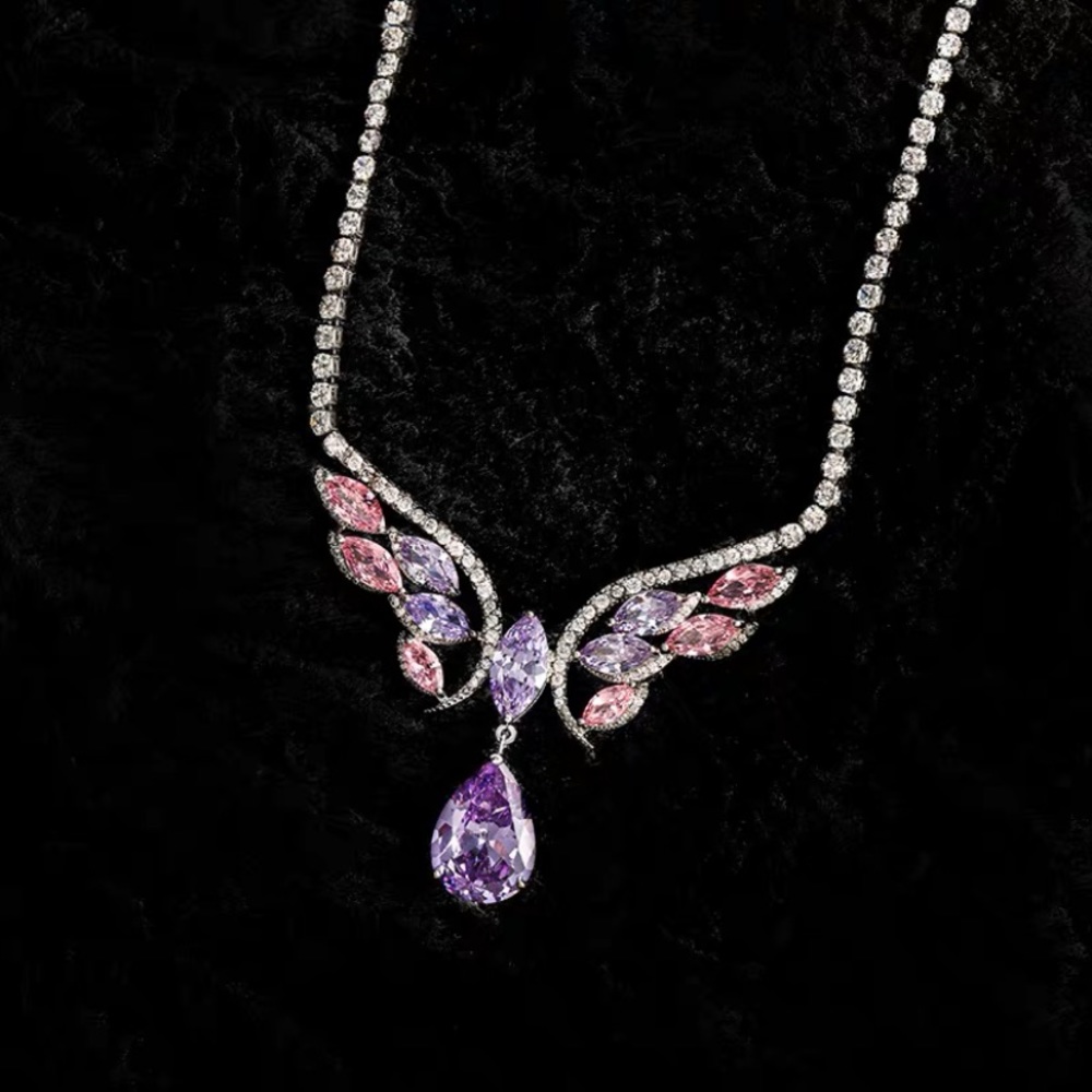 Italian designer Swarovski crystal choker necklace with 925 silver chain